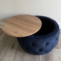 Storage cobalt blue velvet coffee table