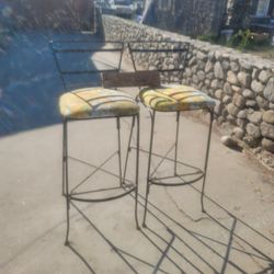 Antique Rolled Iron Bar Stool Chairs 40s - 50s 