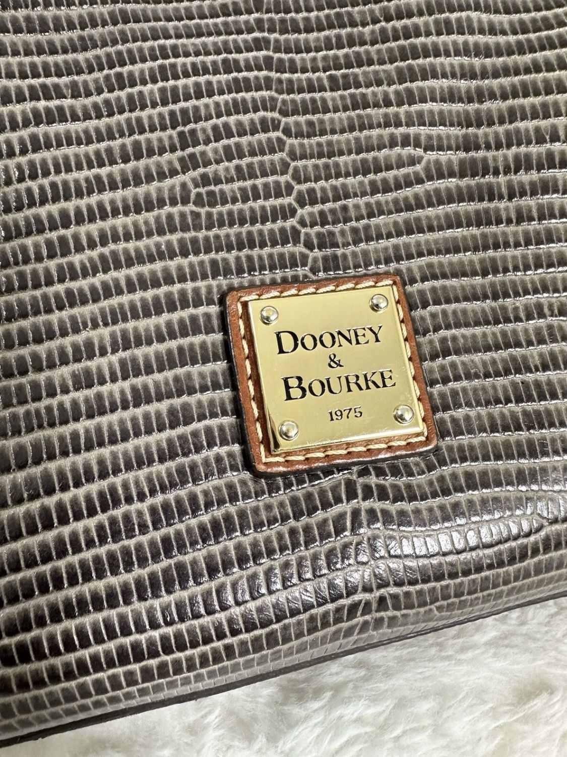 Dooney & Bourke Purse - Gray; Embossed; Lizard; Hobo; Handbag; Shoulder Bag