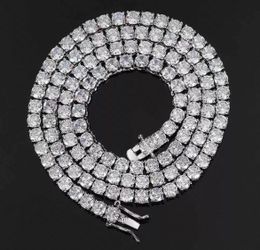 New 5mm 20inch Silver Iced Out Diamond Tennis Chain Necklace for Men Women, Rhinestone Tennis Necklaces for Women and Teens, Tennis and Cuban Link Cha