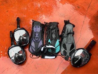 Full face snorkeling gear plus fins