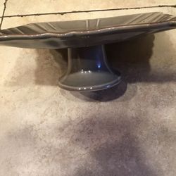 Large Gray Glass Cake And Dessert Stand 