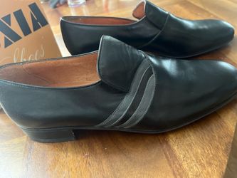 Rare Vintage Luxia Black Leather Avant Garde Venetian Loafers Men’s Size 8.5 Made in Lebanon