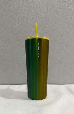 Starbucks Summer 2022 Metallic Green, Yellow Ombré Tumbler