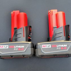 MіІwauke 48-11-2460 M12 12V RED LITHIUM XC 6.0 EBattery 2 PCS OPEN Box