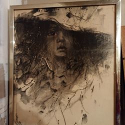 Alan Murray 1970 Child Series in Charcoal Vintage Art