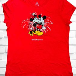 Disney Parks Walt Disney World Womens Size XL Mickey & Minnie Fireworks T-shirt