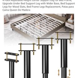 4 Pack Adjustable Height Center Support Leg for Bed Frame, Upgrade Under Bed Support Leg with Wider Base, Bed Support Legs for Wood Slats, Bed Frame L