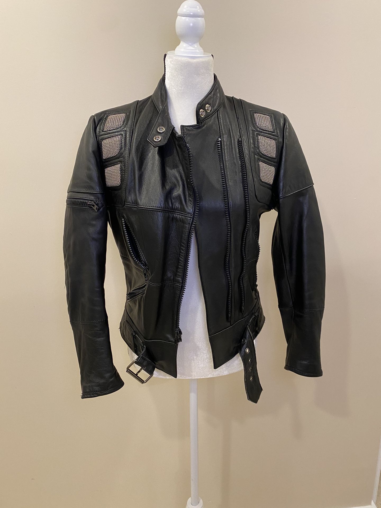 Harley Davidson Black Leather Womens Moto Jacket