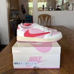 Jordan 1 Retro Low OG SP Travis Scott Sail Tropical Pink Size 9.5