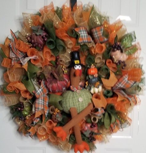 28" Thanksgiving Fall Holiday Turkey Wreath