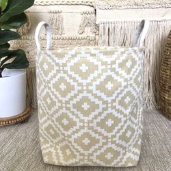 Boho Tribal Woven Storage Basket  - 2 Available