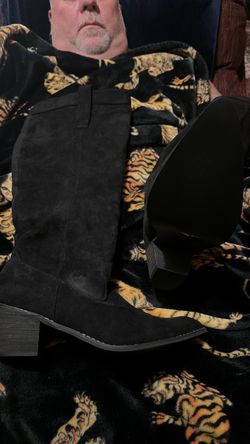 Black Suede Knee-High Boots