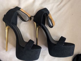 Heels black with gold heel