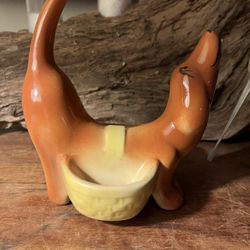 Large Ely & Co Pottery Daschund Dog Cigarette Ashtray Caddy Mid Century