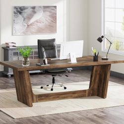 70-Inch Executive Computer Desk/ Desk with Solid Wooden Pedestal