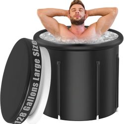 Cold Plunge Tub Inflatable Portable Ice Bath with Cover Black 128 Gallons PVC