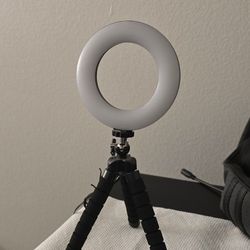 Ring Light with Tripod & Clip – 5 Color Modes, Dimmable – Like New – $15