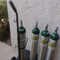 4 Tanks size E & Travel Cart Tank Holder on wheels 