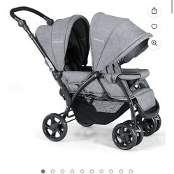 Babyjoy Double Stroller Foldable Baby Twin Lightweight Travel Stroller Infant Pushchair Grey