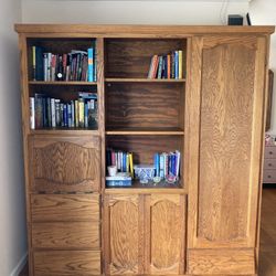 Large Wooden Oak Shelving Unit 