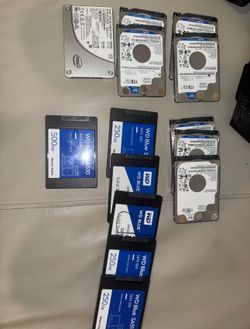 Lot of 7 1TB/5 250GB SSD/2 500GB SSD SATA Hard drives