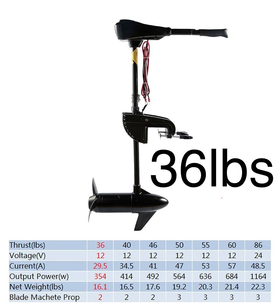 36LBS Trolling Motor Electric Outboard Brushed Brushless for Fishing Boats Fresh & Saltwater