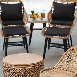 New Patio Rattan Chairs With Ottomans