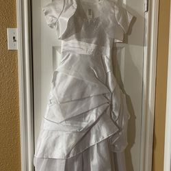 Gorgeous White Satin Flower Girl Or Pageant Dress