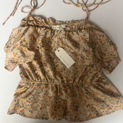 floral ruffled top size large $12 