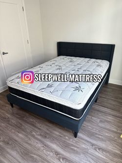 New queen bed frame with mattress