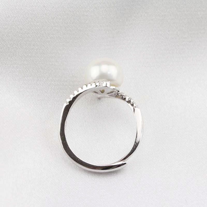 "Sweet Beautiful Pearl CZ Twisted Anillos Elegant Silver Ring for Women, VIP562