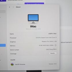 2019 iMac i3 Apple Computer 8gb Ram 1Tb