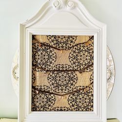 Jewelry Or Picture Hanger Organizer White & Burlap Bulletin Board