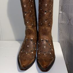 Leather Wild Flower Boots Size 8.5
