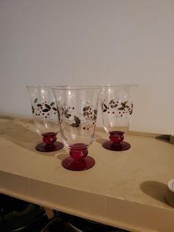 Holly Berry Glasses - 3 qty