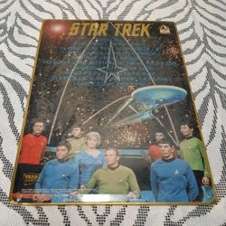 Vintage Star Trek Crew Tin Metal Wall Or Shelf Plaque 