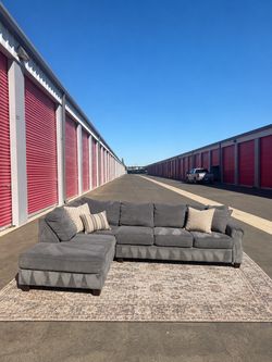 Large Charcoal Gray Sectional Sofa with Left Chaise – FREE DELIVERY