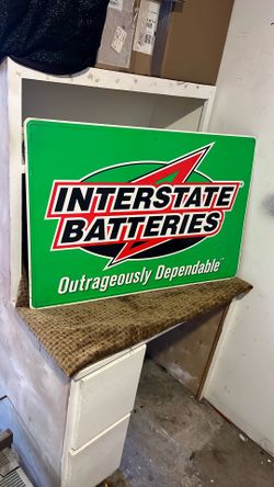 Metal Sign Auto Mechanic Interstate Battery Sign