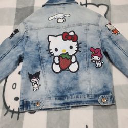 Jeans Jacket Painted Hello Kitty 