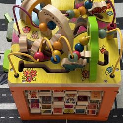 Wooden Learning Cube with Alphabet Blocks & Bead Maze – Educational Toy for 1-3 Years