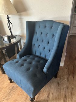 Upholstered blue chairs