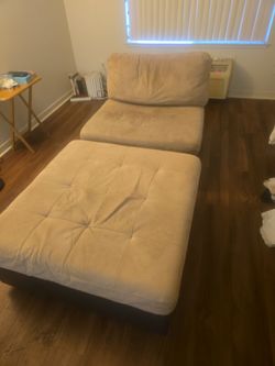 Beige Microfiber Chaise Lounge
