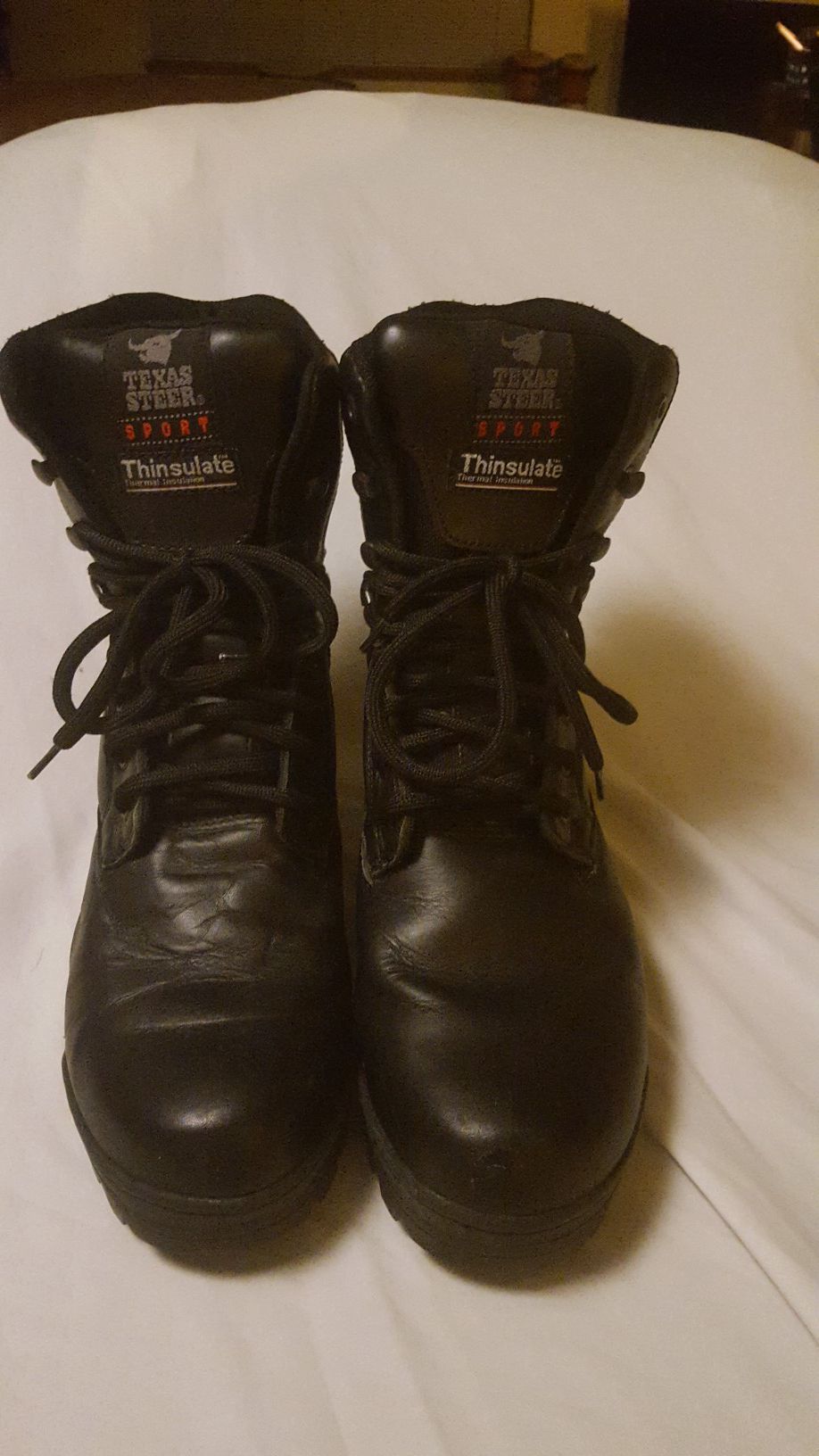 Texas Steer Sport men's insulated work boots size 12 black leather 10 inch height