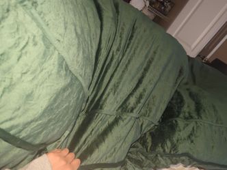 Green velvet queen sized futon