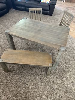 Farmhouse Table w/ 2 chairs and bench