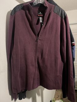 Victorinox Men’s Burgundy Zip Up Sweater w/blk Shldr Accents