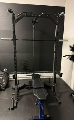 Home Gym Equipment: Adjustable dumbbells, smith machine combo cable squat rack, treadmill, cable machine & punching bag