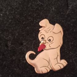 VTG.RARE GENUINE COPPER " DOG," RED TONGUE PIN