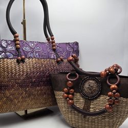 2 pcs hand woven handbag set